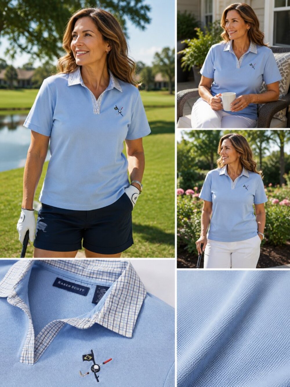 Karen Scott Blue Golf Polo Shirt XL